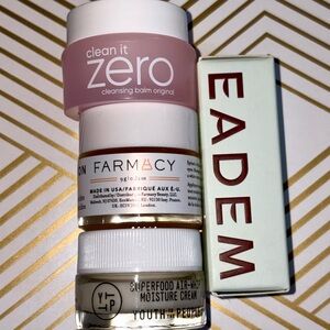 4 PC Prestige Skincare Lot: Eadem toner, Farmacy Mask, Banila cleanser & YTTP